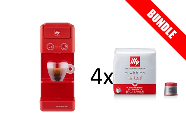 ILLYCAFFE' S.P.A Macchina caffè y3.3 rosso+4 confezioni caffè iperespresso tostato classico