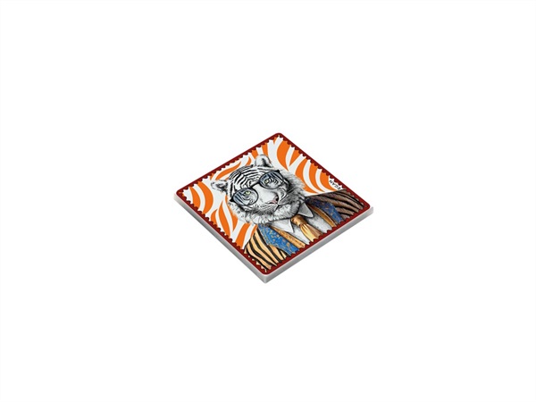 EGAN Human essence, sottobicchiere Tigre "Courage", 9x9 cm
