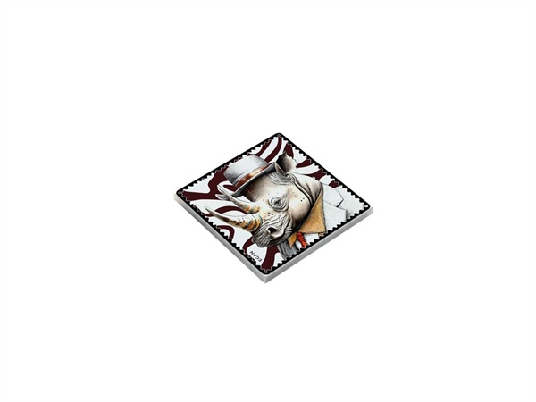 EGAN Human essence, sottobicchiere Rinoceronte "Strength", 9x9 cm
