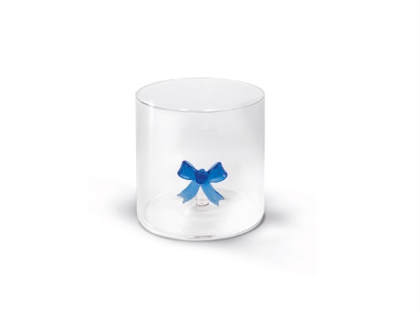 WD LIFESTYLE Bicchiere in vetro 250 ml, fiocco blu