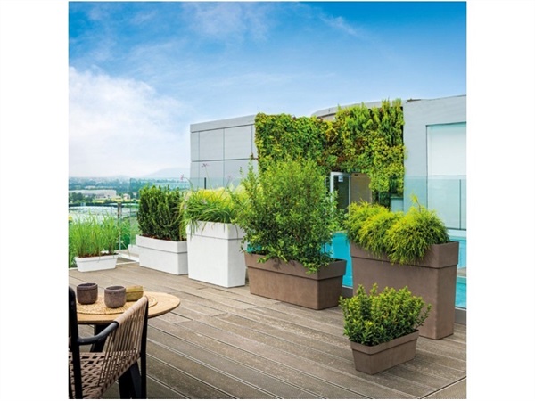 DEROMA Fence like r, vaso bianco con ruote 78 cm