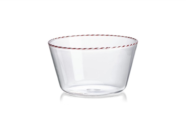 IVV Sweet coppa in vetro borosilicato trasparente con bordo filo rosso e bianco