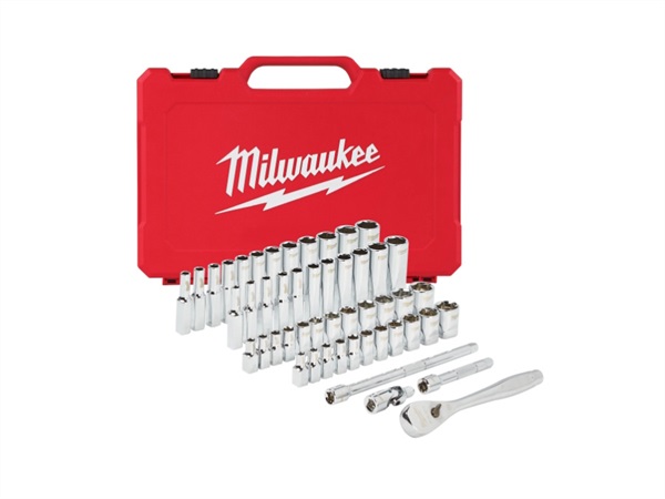 MILWAUKEE Set metrico & imperiale di cricchetto e bussole da 1/4" - 50 pezzi
