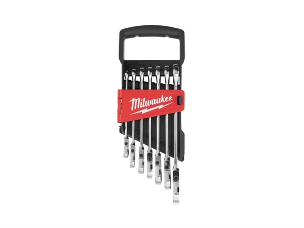 MILWAUKEE Set metrico chiavi combinate a cricchetto snodate MaxBite - 7 pezzi