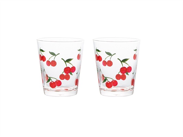 LIVELLARA S.R.L. Frutta fresca, set 2 bicchieri ciliegia 380 ml