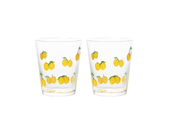 LIVELLARA S.R.L. Frutta fresca, set 2 bicchieri limoni 380 ml