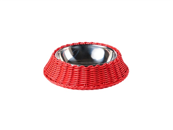 NOVITA' HOME Bob, Ciotola Pet Intreccio Polirattan Rosso
