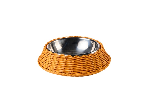 NOVITA' HOME Bob, Ciotola Pet Intreccio Polirattan Arancio