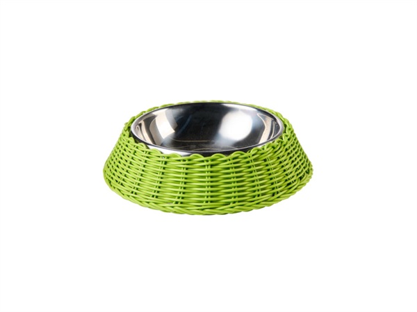 NOVITA' HOME Bob, Ciotola Pet Intreccio Polirattan Verde