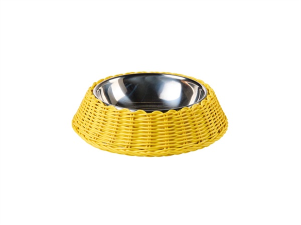 NOVITA' HOME Bob, Ciotola Pet Intreccio Polirattan Giallo