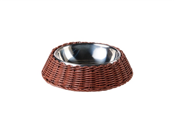 NOVITA' HOME Bob, Ciotola Pet Intreccio Polirattan Mocha
