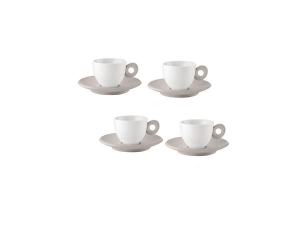 FRATELLI GUZZINI S.P.A. SET 4 TAZZINE CAFFÈ CON PIATTINI "EVERYDAY", Taupe