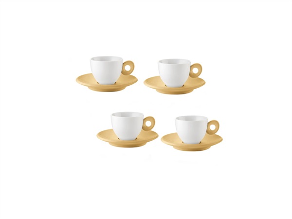 FRATELLI GUZZINI S.P.A. SET 4 TAZZINE CAFFÈ CON PIATTINI "EVERYDAY", Senape