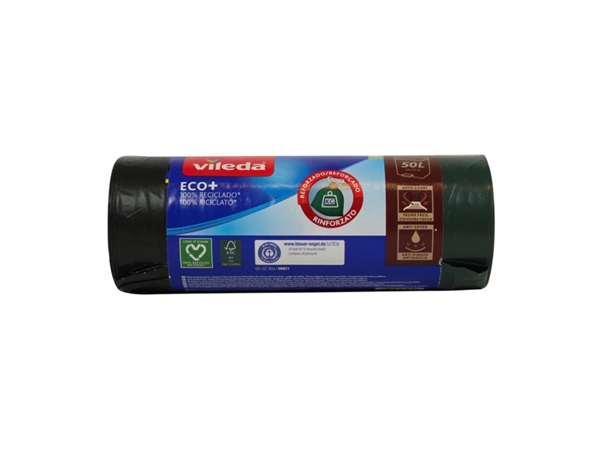 VILEDA VILEDA ECOBAG 100% RICICLATO 12 SACCHI PATTUMIERA CON MANIGLIE 50 LT 70x75