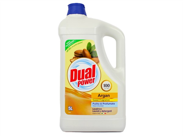 DUAL POWER DUAL POWER DETERSIVO BUCATO LAVATRICE PROFESSIONAL PERLE D'ARGAN 100 LAVAGGI 5 LT