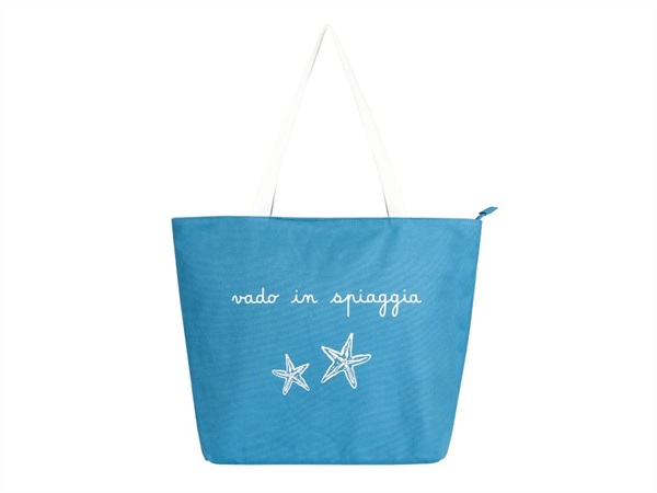 SIMPLE DAY LIVING & LIFESTYLE Borsa in canvas decoro Vado in spiaggia - Cobalto