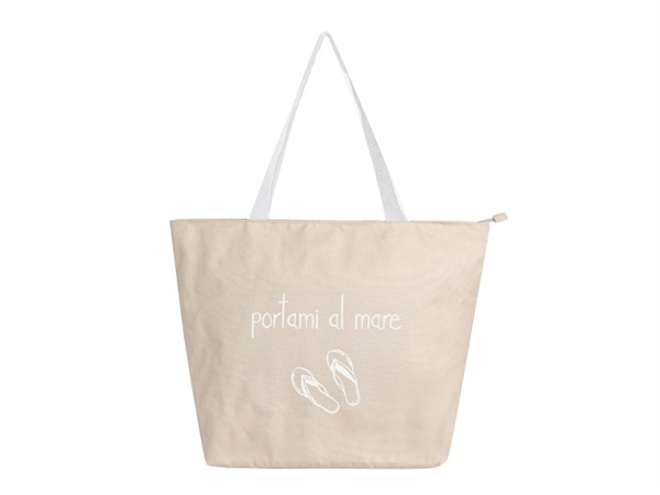 SIMPLE DAY LIVING & LIFESTYLE Borsa in canvas decoro Portami al mare - Sabbia