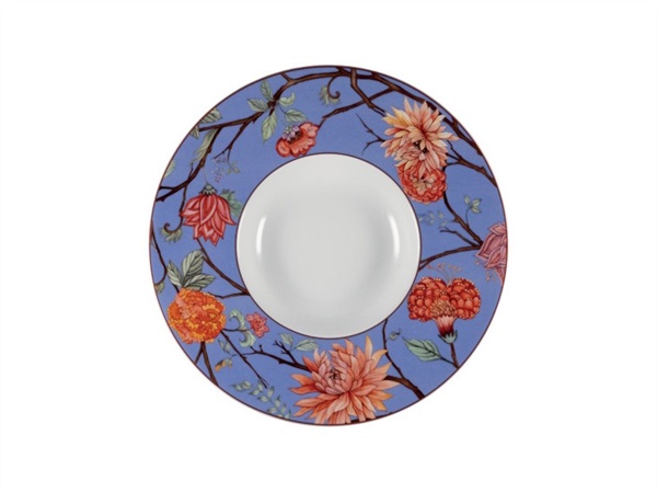 LE COQ Kepos, pasta bowl azzurro con fiori - Ø27 cm