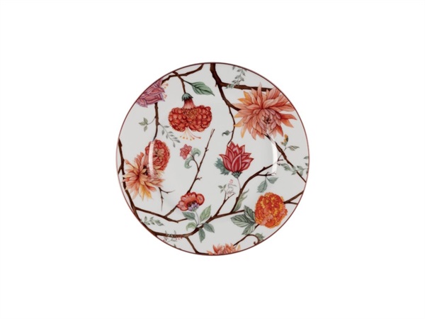 LE COQ Kepos, piatto pane bianco con fiori - Ø16 cm