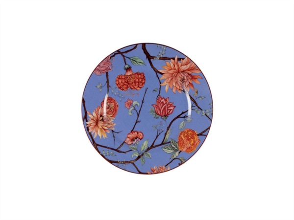 LE COQ Kepos, piatto pane azzurro con fiori - Ø16 cm