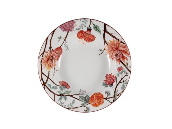 LE COQ Kepos, piatto fondo bianco con fiori - Ø22,5 cm