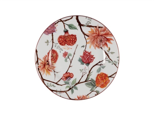 LE COQ Kepos, piatto rotondo bianco con fiori - Ø31,5 cm