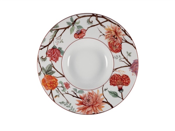 LE COQ Kepos, pasta bowl bianco con fiori - Ø31,5 cm