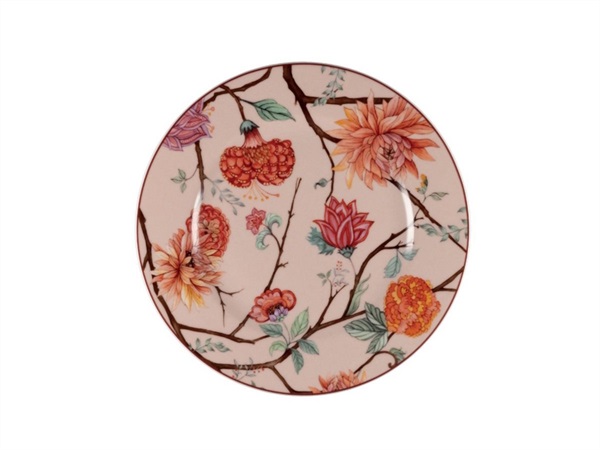 LE COQ Kepos, piatto rotondo rosa con fiori - Ø31,5 cm