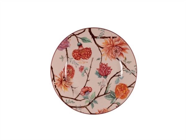LE COQ Kepos, piatto frutta rosa con fiori - Ø21 cm