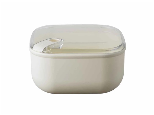 OMADA Pull box, contenitore quadrato per alimenti c/ griglia di drenaggio 19,5x19,5xH10,5 cm avorio