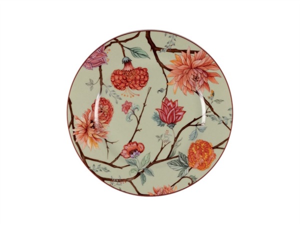 LE COQ Kepos, piatto rotondo verde con fiori - Ø31,5 cm