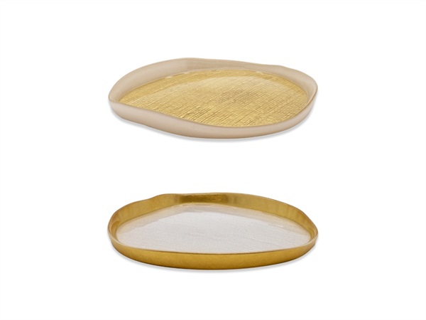 WD LIFESTYLE Set 2 piatti in vetro oro, Ø18 cm