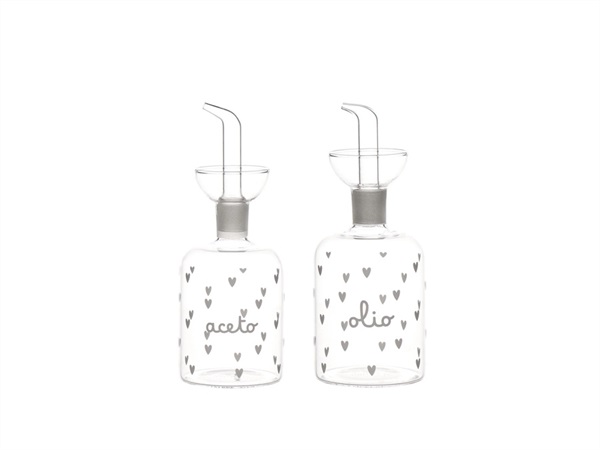SIMPLE DAY LIVING & LIFESTYLE Set 2 bottiglie olio-aceto cuori, 250 ml