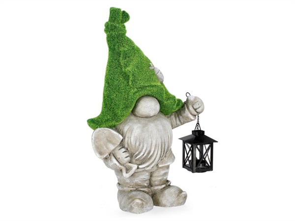 BIZZOTTO Decorazione garden gnomo stand con lanterna 28x46h cm