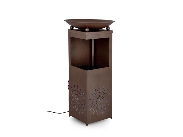 BIZZOTTO Yuki, fontana rettangolare con led, marrone, 40,5x40,5x78h cm