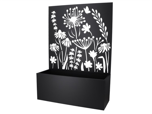 ESSCHERT DESIGN Fioriera con Pannello Decorativo foglie