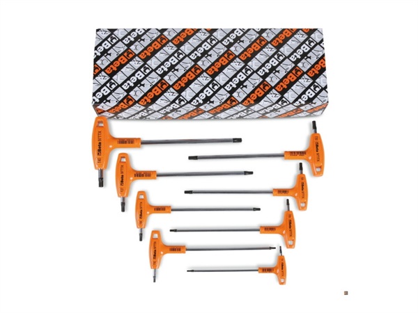 BETA UTENSILI Serie di chiavi maschio piegate con impugnatura per viti con impronta Torx cromate, 97TTX/S8