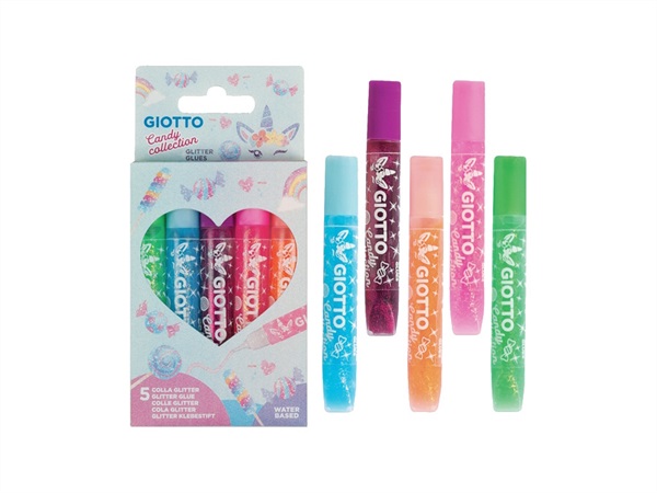 GIOTTO Candy collection, colla glitter, 5 pezzi
