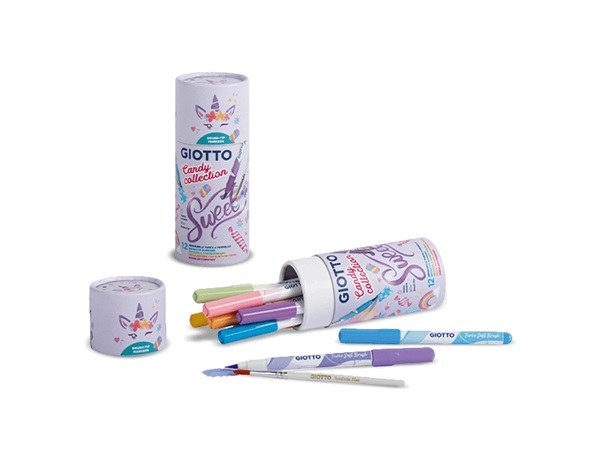GIOTTO Candy collection, tubo pennarelli soft brush, 12 pezzi