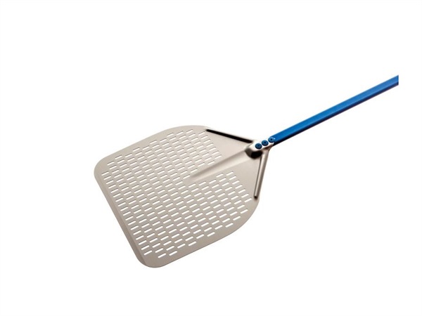 GI.METAL Azzurra, Pala Pizza Rettangolare Cm 36 In Alluminio Forata Con Manico 150