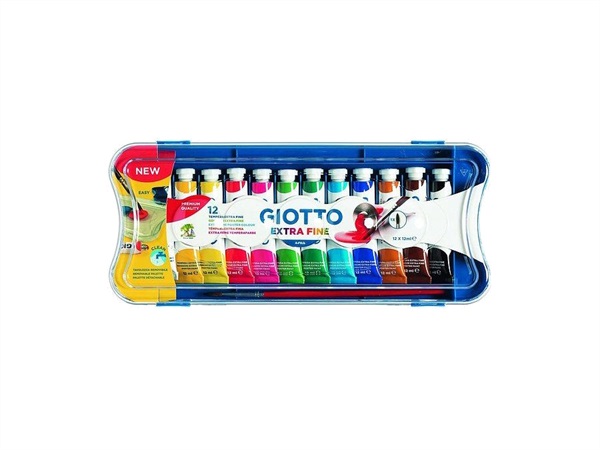 GIOTTO Extra fine, scatola tubi tempera, 12 ml, 12 pezzi