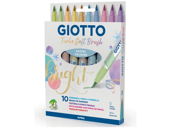 GIOTTO Turbo soft brush, pennarelli punta a pennello, 10 pezzi