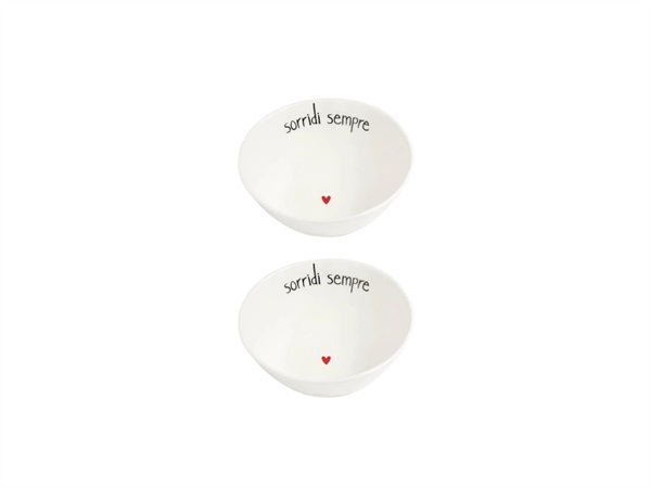 SIMPLE DAY LIVING & LIFESTYLE Set 2 Coppette in gres Sorridi sempre Ø15 cm