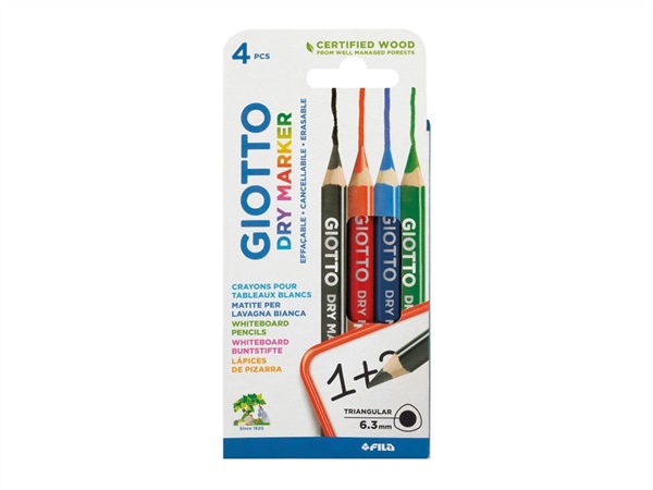 GIOTTO Dry marker, matita cancellabile a secco, 4 pezzi