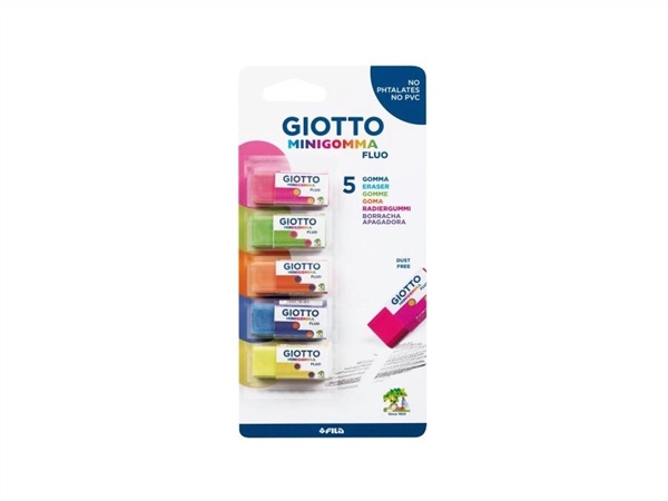 GIOTTO Minigomma fluo, set 5 gomme