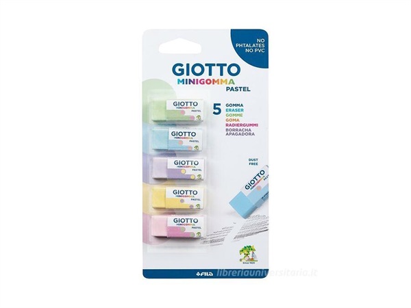 GIOTTO Minigomma pastel, set 5 gomme