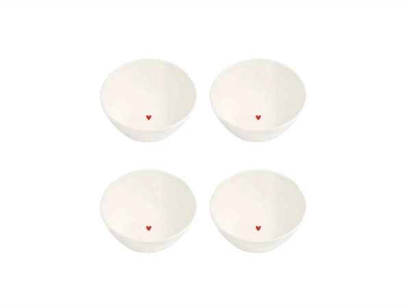 SIMPLE DAY LIVING & LIFESTYLE Set 4 Coppette in gres Cuore rosso Ø10 cm