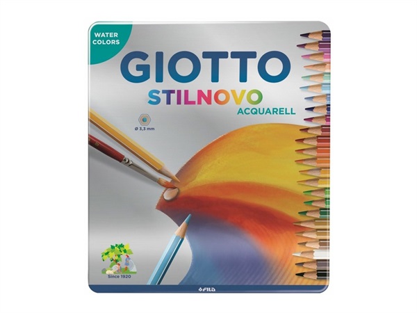 GIOTTO Stilnovo acquarell, pastelli in scatola metallo, 24 pezzi