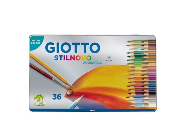 GIOTTO Stilnovo acquarell, pastelli in scatola metallo, 36 pezzi