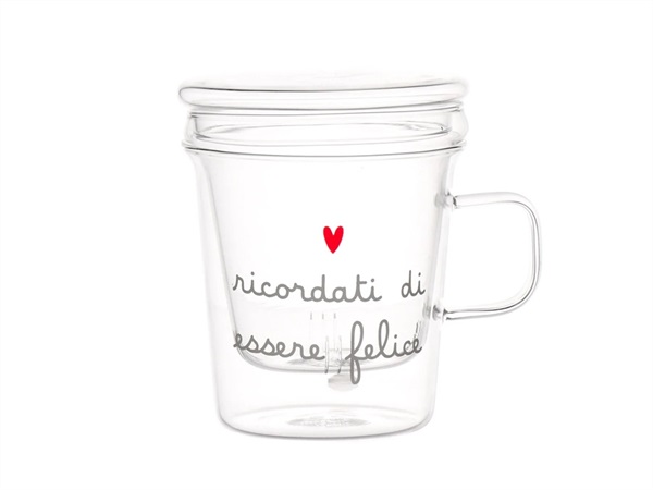 SIMPLE DAY LIVING & LIFESTYLE Mug con Infusore Ricordati di essere felice